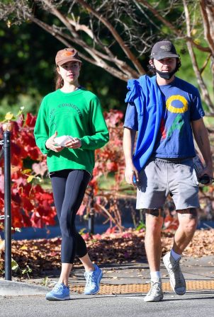 Margaret Qualley and Shia LaBeouf - Out for a walk in Pasadena