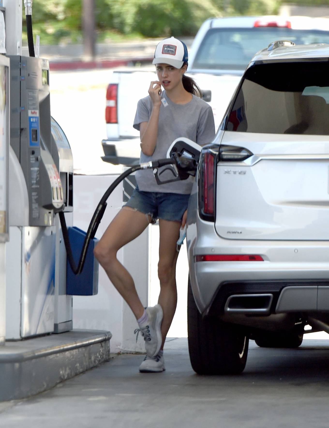 Margaret Qualley 2020 : Margaret Qualley in Denim Shorts at a gas station in Los Angeles-04