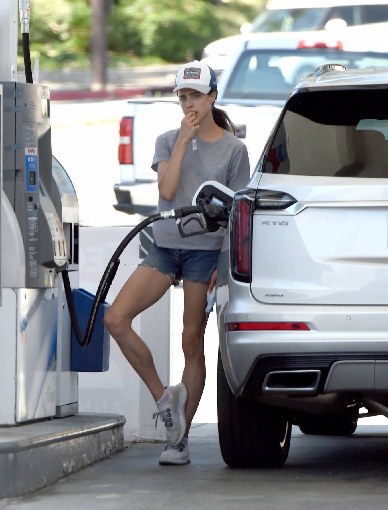 Margaret Qualley 2020 : Margaret Qualley in Denim Shorts at a gas station in Los Angeles-08