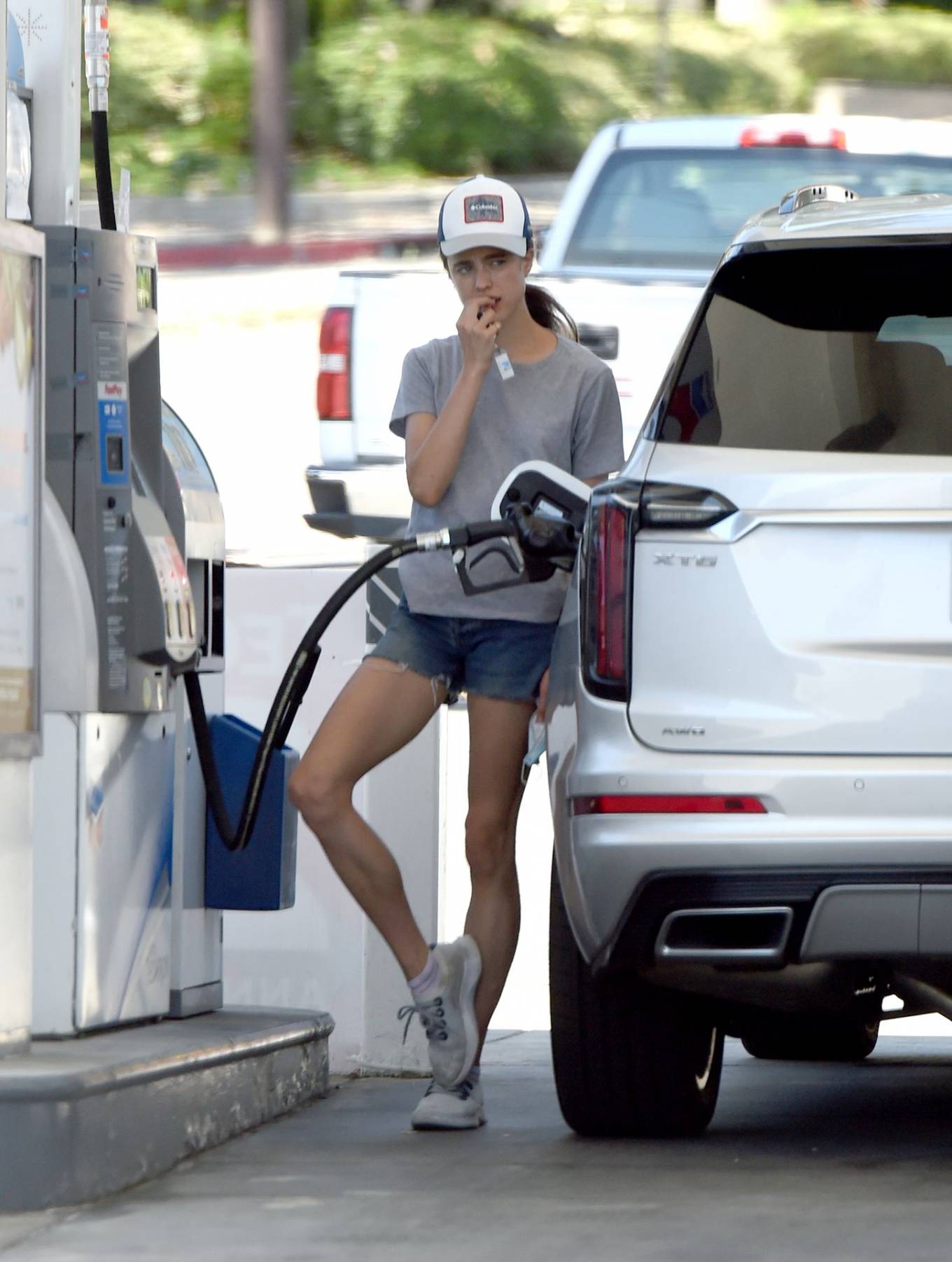 Margaret Qualley 2020 : Margaret Qualley in Denim Shorts at a gas station in Los Angeles-12