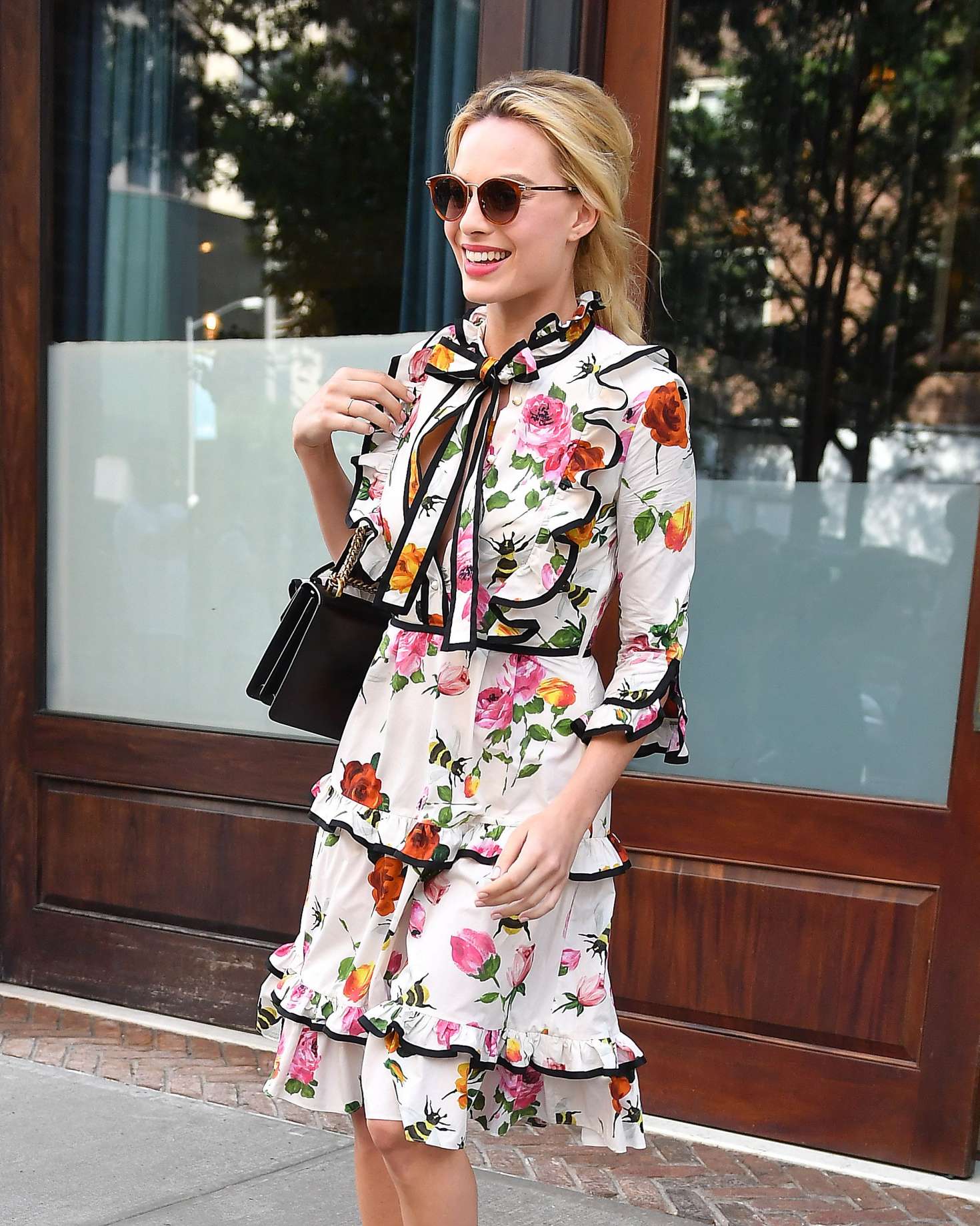 Margot Robbie in Floral Dress in New York City | GotCeleb