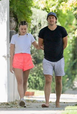 Margot Robbie - In white shorts see outside her home in Los Angeles