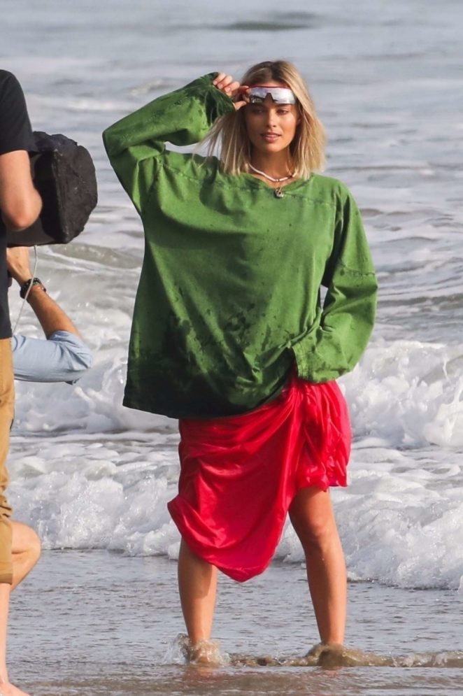 Margot Robbie - On the set of a photoshoot in Malibu