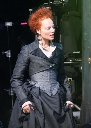 Margot Robbie on the set of 'Mary Queen Of Scots Movie' in Goldthorpe