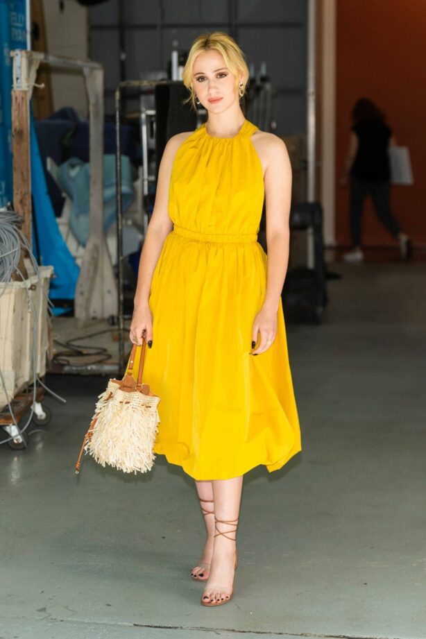 Maria Bakalova - In yellow dress arrives at Live with Kelly and Ryan in NYC