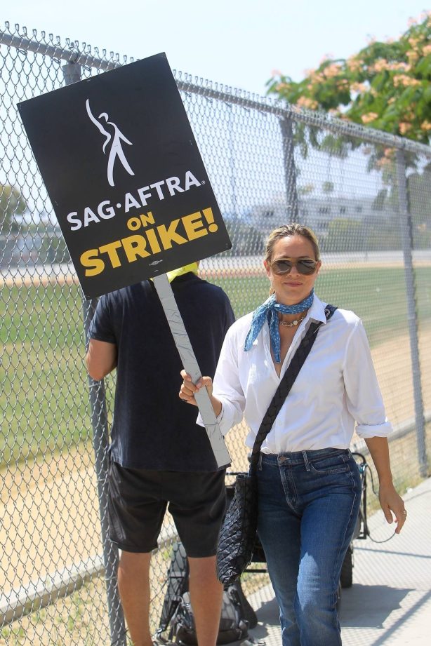 Maria Bello - Seen at the SAG AFTRA Strike at Paramount in Los Angeles