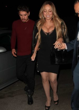 Mariah Carey in Black Dress at Mr. Chow in Los Angeles