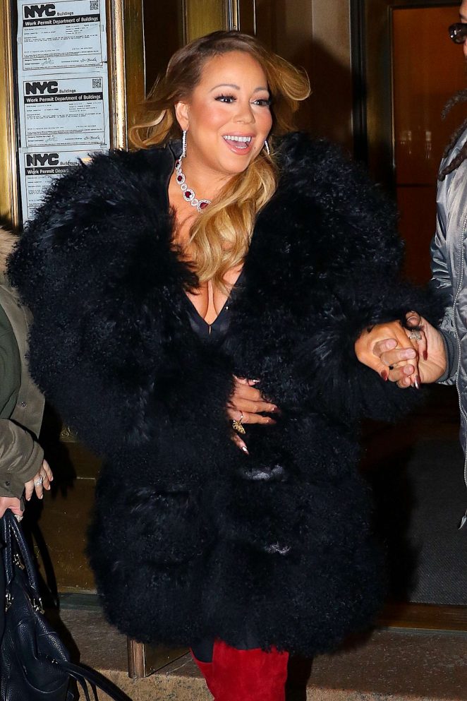Mariah Carey in Fur Coat out in New York
