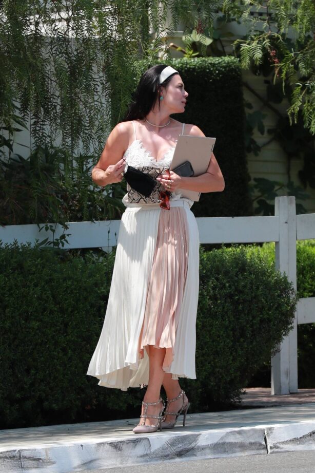Mariana Klaveno - In a pleated dress at the Bungalows in West Hollywood