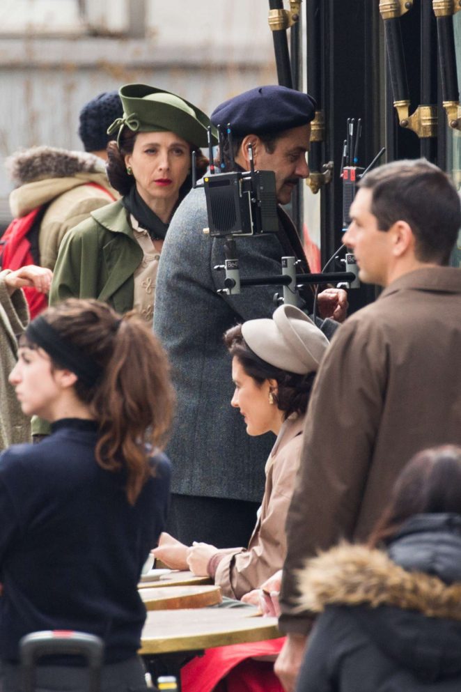 Marin Hinkle and Tony Shalhoub on the set of 'The Marvelous Mrs Maisel' in Paris