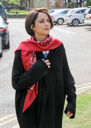 Marion Cotillard - On the set of 'Assassin's Creed' in Ely