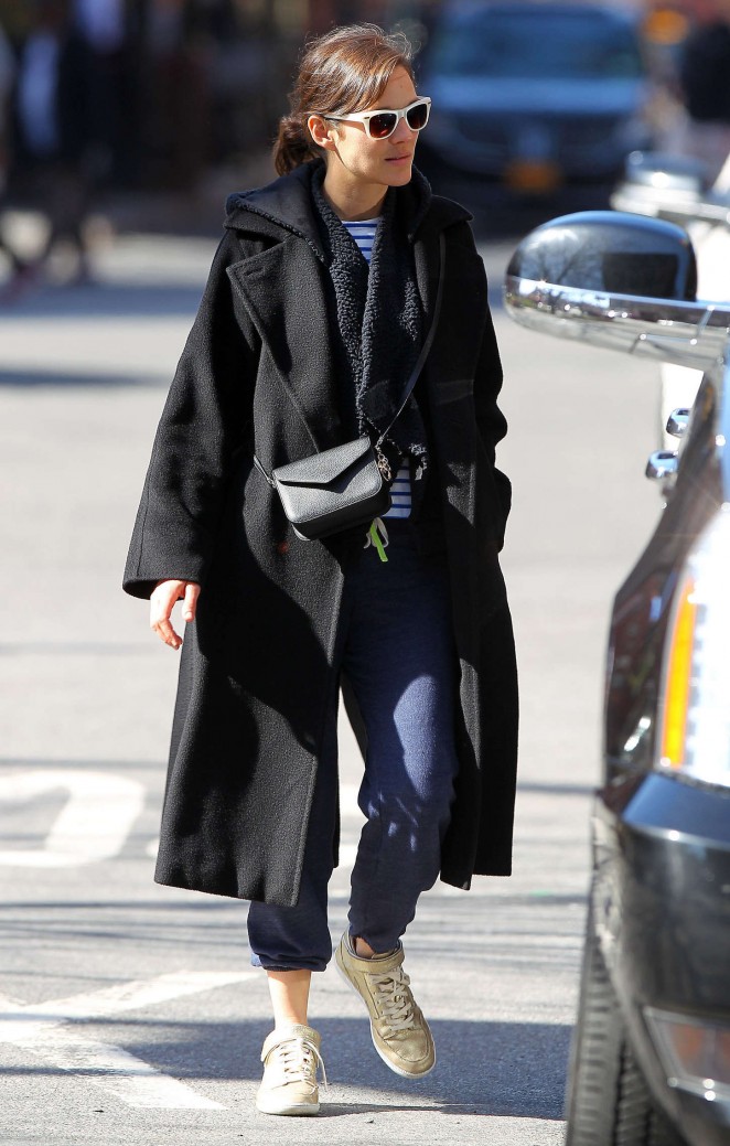 Marion Cotillard in Long Coat Out in NYC