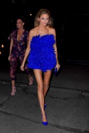 Martha Hunt in Blue Dress at her birthday party in NYC