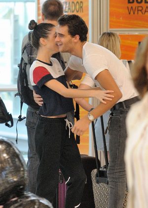 Martina Stoessel and Pepe Barros at the airport in Madrid