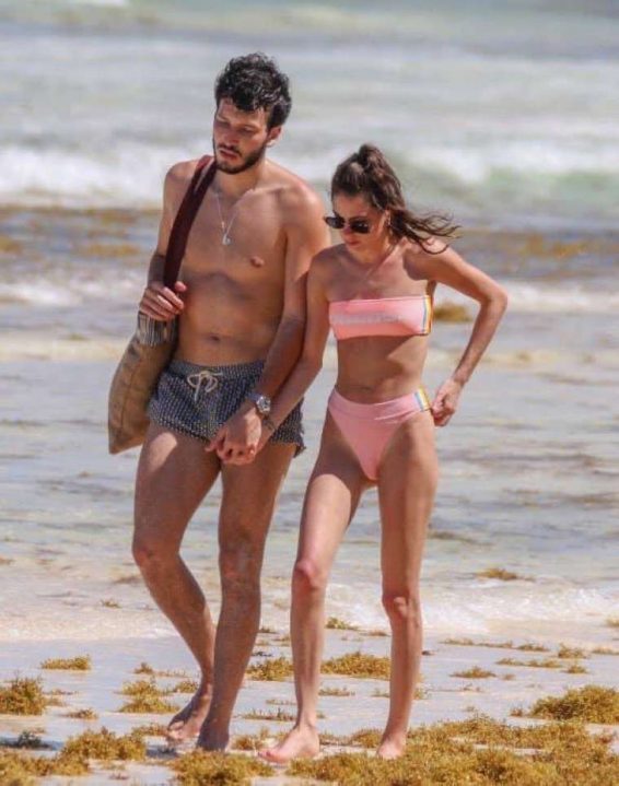 Martina Stoessel in Bikini and Sebastian Yatra on the beach in Tulum