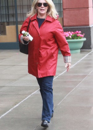 Mary Hart in Red Coat Shopping in Beverly Hills