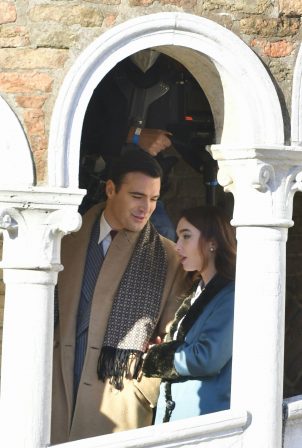 Matilda de Angelis - Seen filming 'Across the River and Into The Trees' in Venice