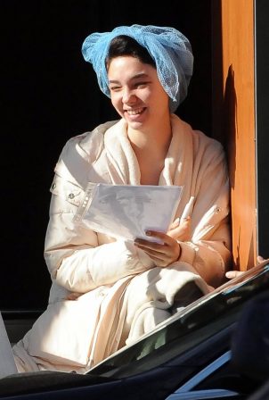 Matilda De Angelis - Working on the set of her new film 'Robbing Mussolini' out in Rome