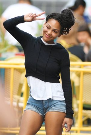 Meagan Good - Spotted at Fish Cheeks in New York