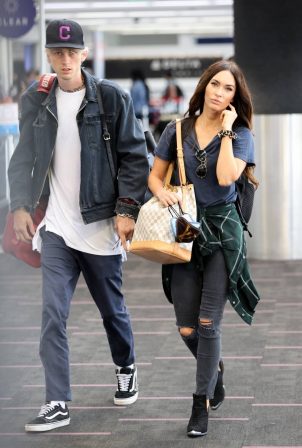 Megan Fox and Machine Gun Kelly - Arriving at LAX airport in Los Angeles