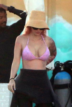 Megan Fox - In a pink bikini while snorkeling on Mexico vacay