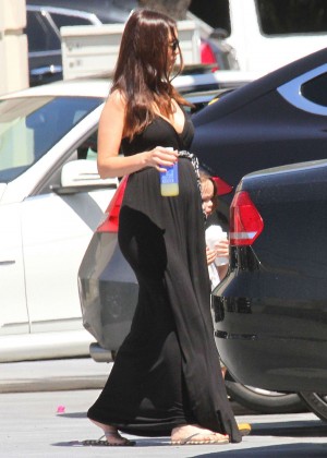 Megan Fox in Long Black Dress out in Studio City
