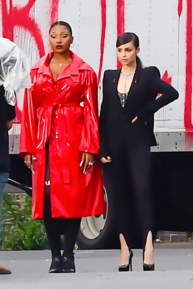 Megan Thee Stallion and Sofia Carson - Photoshoot candids for Revlon in New York