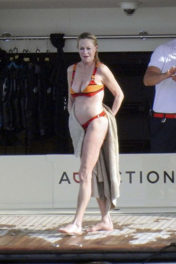Melanie Griffith in Bikini on a luxury yacht in Ibiza