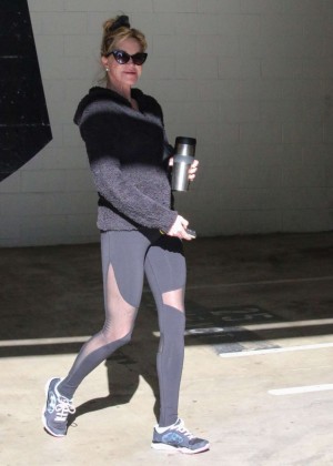Melanie Griffith in Tights Leaves a Gym in Los Angeles