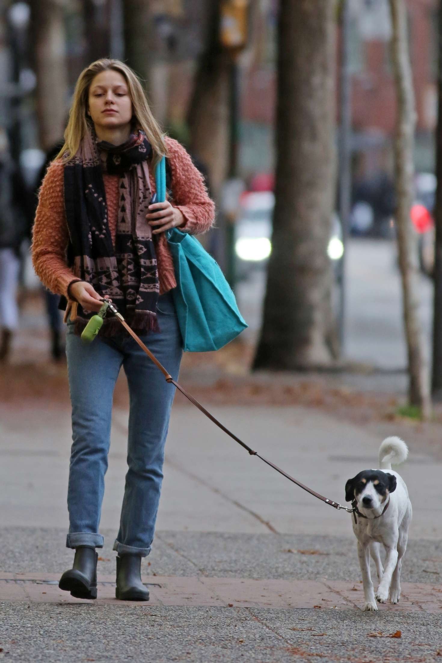 Melissa Benoist and her dog Farley out in Vancouver – GotCeleb