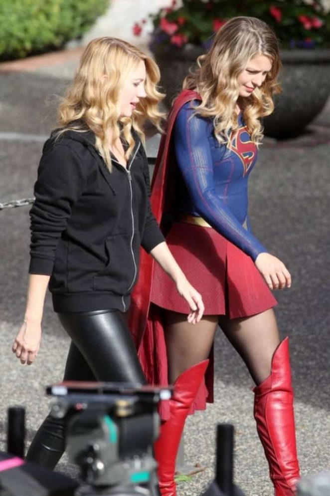Melissa Benoist and Yael Grobglas on the Set of 'Supergirl' in Canada