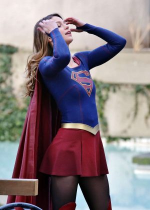 Melissa Benoist on 'Supergirl' set in Vancouver