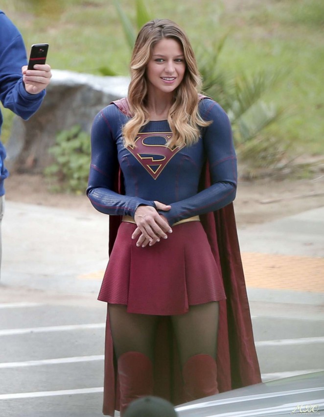 Melissa Benoist - On the set of 'Supergirl' in LA