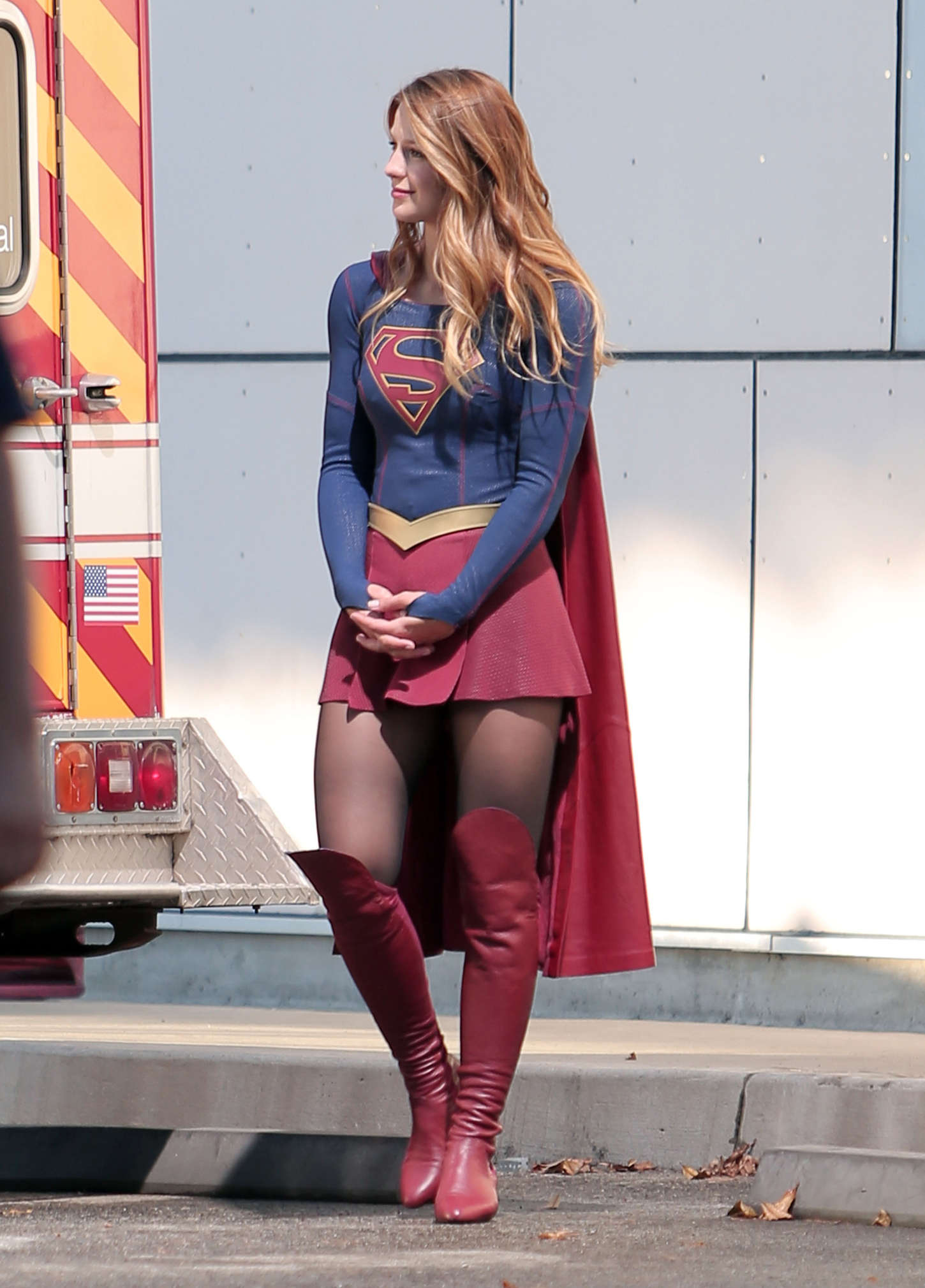 Melissa Benoist On The Set Of Supergirl In Los Angeles