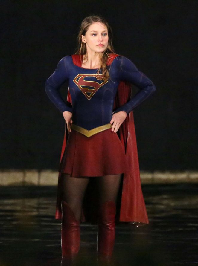 Melissa Benoist - On the set of 'Supergirl' in Vancouver