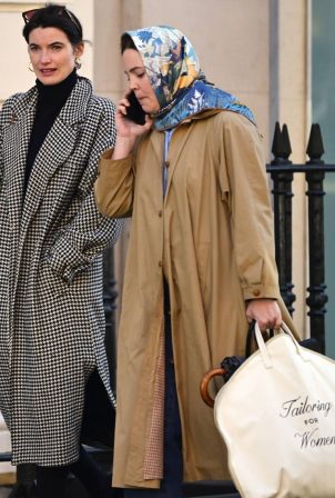 Melissa George - In long brown coat out with a friend in London's Mayfair