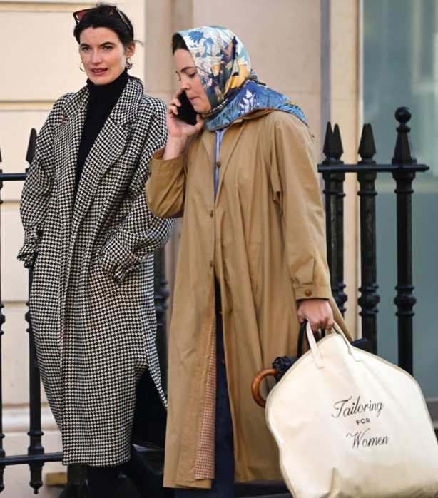 Melissa George - In long brown coat out with a friend in London's Mayfair