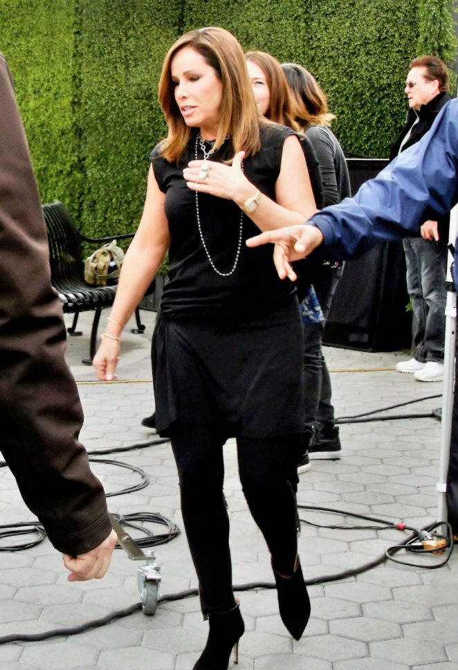 Melissa Rivers on the set of 'Extra' at Universal Studios in Hollywood