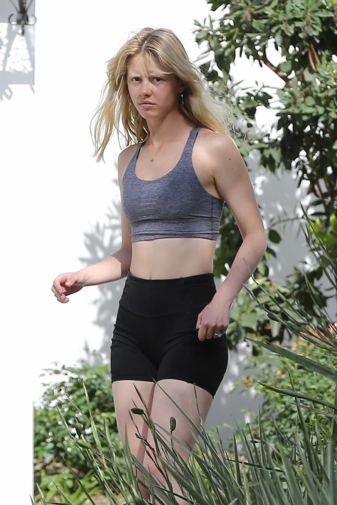 Mia Goth in Tight Shorts â€“ Out in Pasadena
