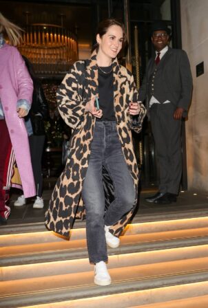 Michelle Dockery - In a striking print coat in London