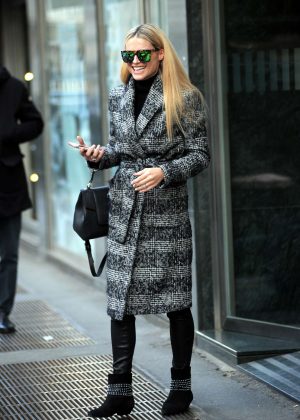 Michelle Hunziker in Long Coat out in Milan