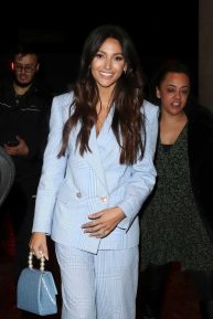 Michelle Keegan in a Lilac Plaid Suit - Out in London
