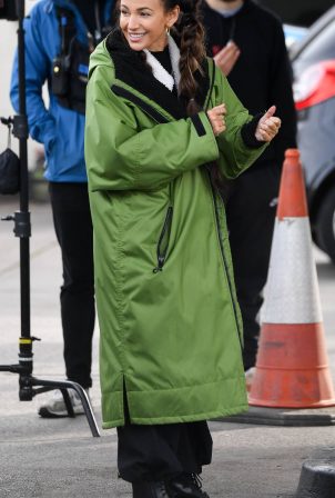 Michelle Keegan - On set of Brassic at a petrol Station in Oldham - Manchester