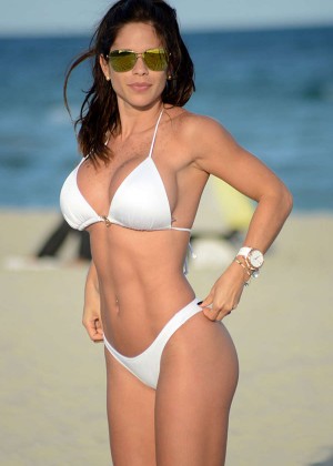 Michelle Lewin in White Bikini in Miami