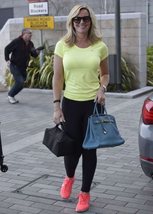 Michelle Mone in Tights out in Media City Manchester