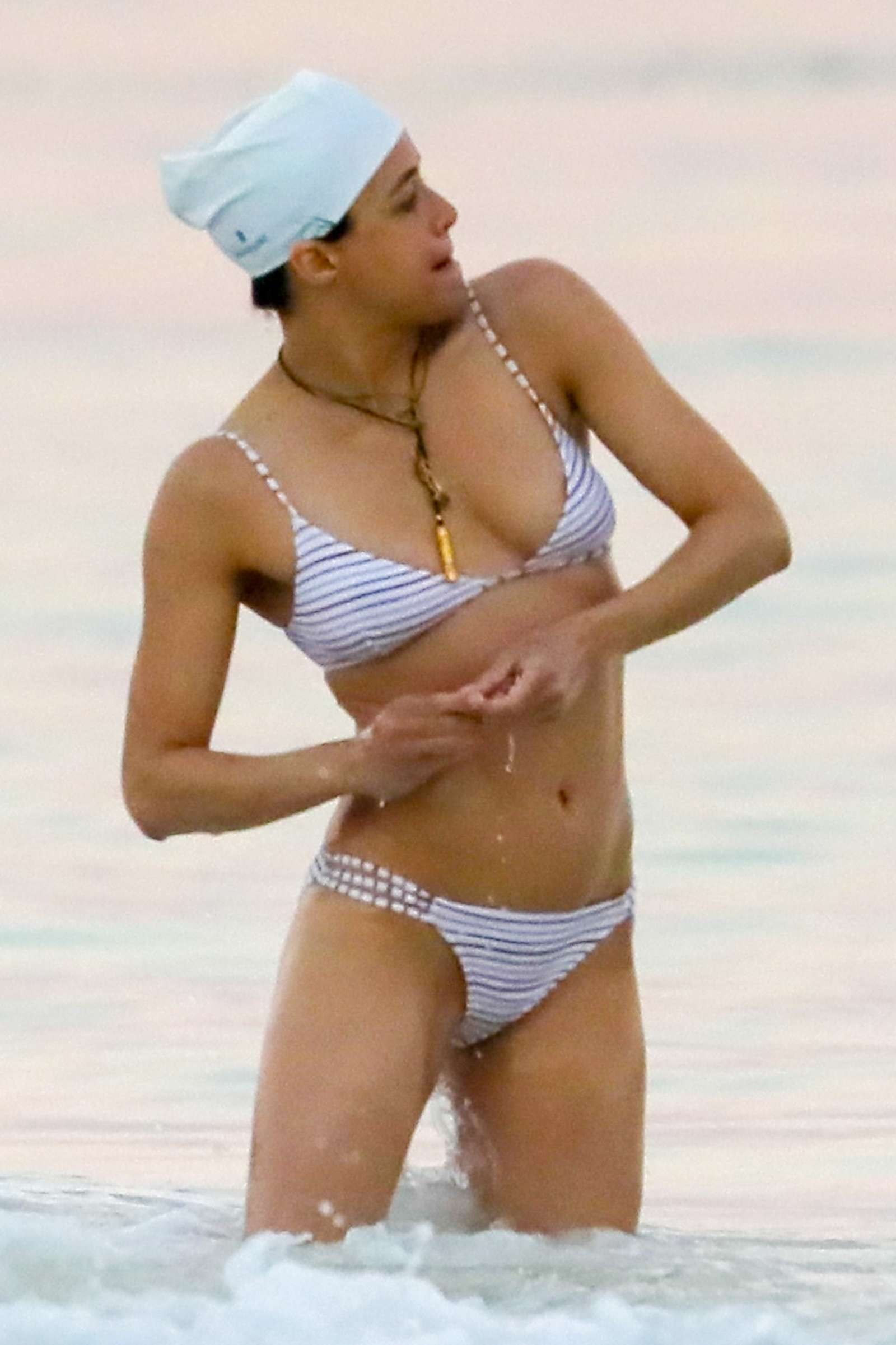 Michelle Rodriguez in Bikini on the beach in Tulum. 