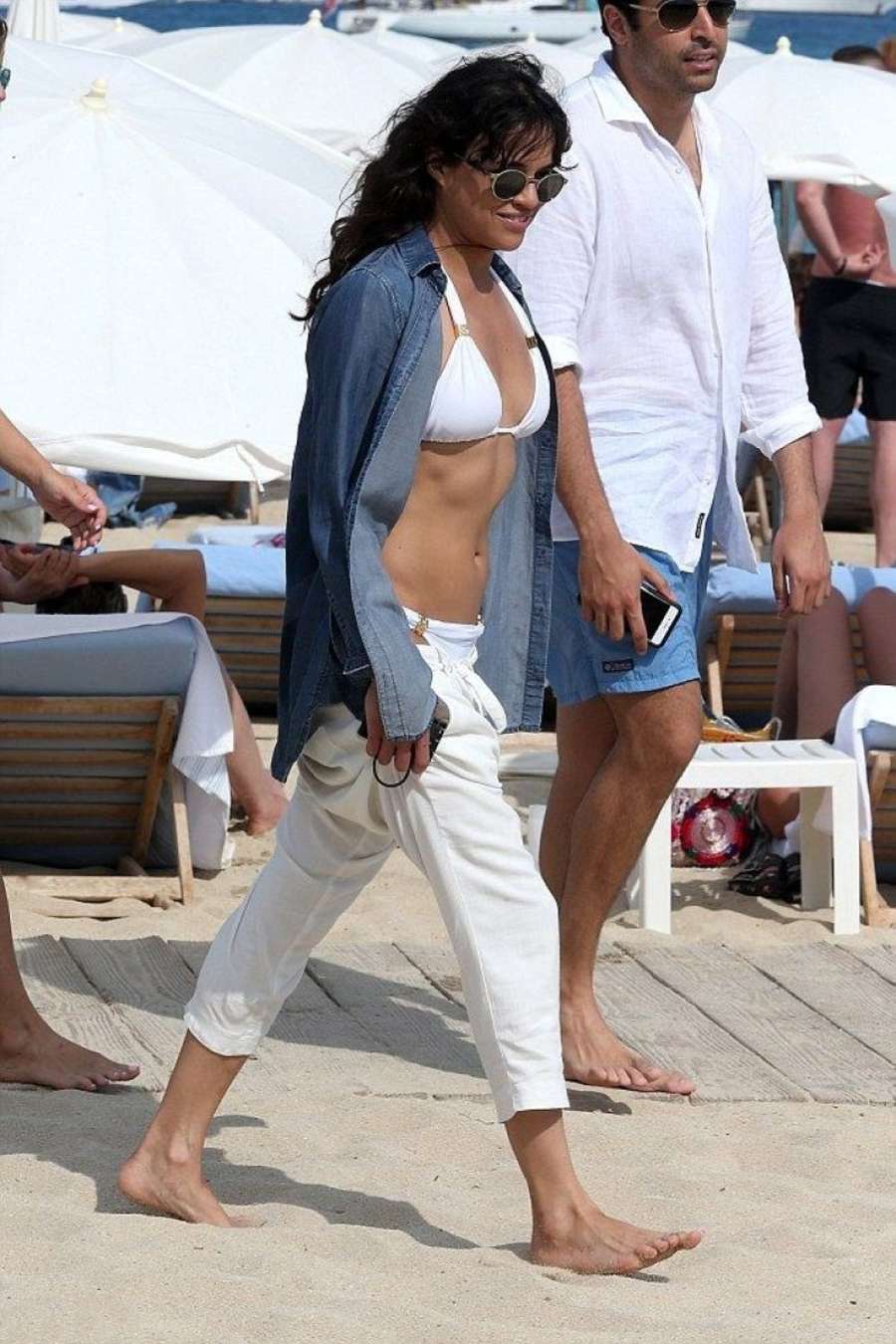 Michelle Rodriguez in Bikini Top out in St. Tropez. 