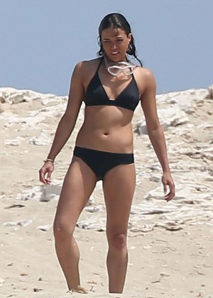 Michelle Rodriguez in Black Bikini in Formentera
