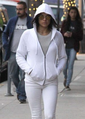 Michelle Rodriguez in White - Heading to Anastasia Salon in Beverly Hills