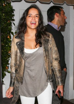 Michelle Rodriguez - Leaves Giorgio Baldi restaurant in Santa Monica